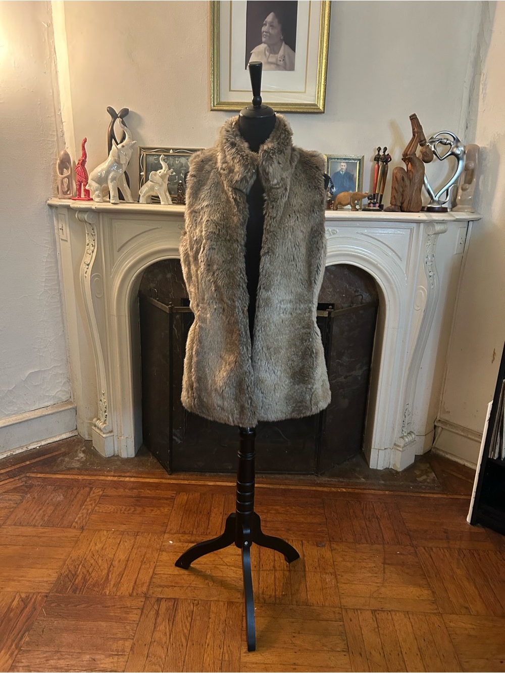 Banana Republic Taupe Faux Fur Vest